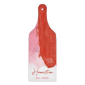 Monogramm Rot und Rosa Aquarellfarben Schneidebrett (Vorderseite)