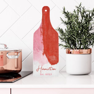 Monogramm Rot und Rosa Aquarellfarben Schneidebrett