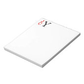 Monogramm, Rot und Schwarz Personalisiert Notizblock (Rotiert)