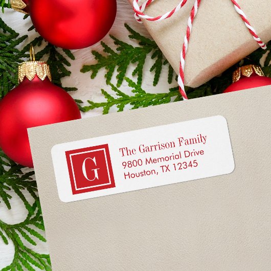 Monogramm Rot und Weiß Classic Square