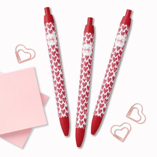 Monogramm-Rot-Valentinsherz-Muster Kugelschreiber