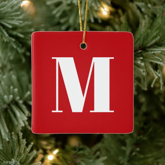 Monogramm Rot-Weiß-Brauch Erstweihnacht Keramikornament (Baum)