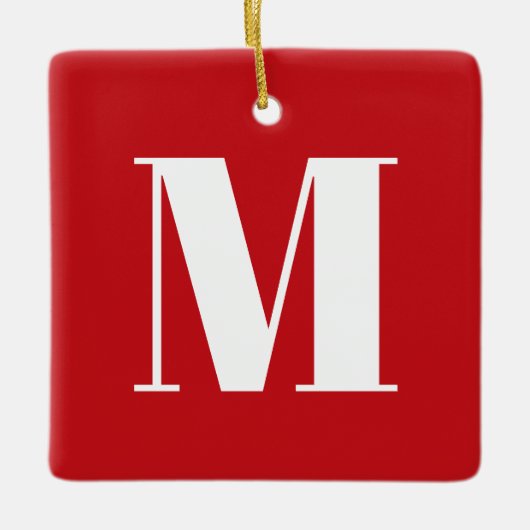 Monogramm Rot-Weiß-Brauch Erstweihnacht Keramikornament (Vorderseite)