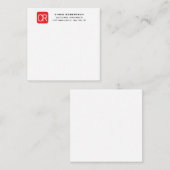Monogramm Rot Weiß Professionell Schlicht Mitteilungskarte (Vorne/Hinten)