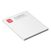 Monogramm Rot Weiß Professionell Schlicht Notizblock (angewinkelt)