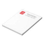 Monogramm Rot Weiß Professionell Schlicht Notizblock (Rotiert)
