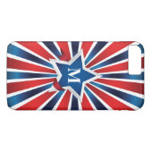 Monogramm Rot-Weiß-Streifen Case-Mate iPhone Hülle (Rückseite (Horizontal))