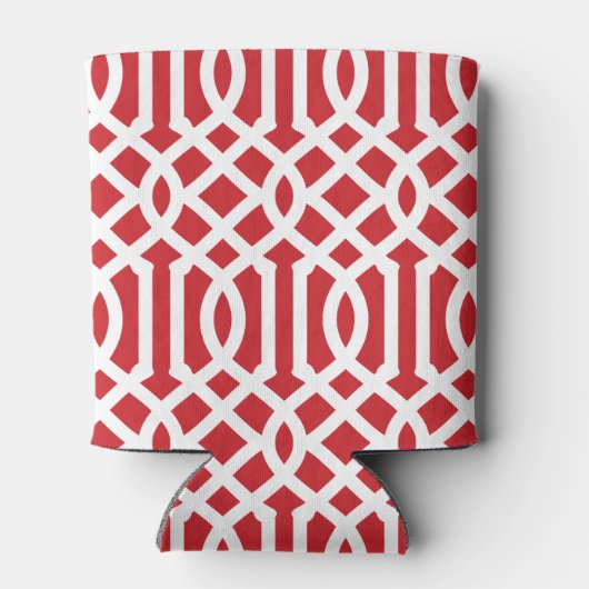 Monogramm Rot-Weiß und Blau-Trellis Dosenkühler (Rückseite)