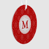 Monogramm-rote Damast-Verzierung Ornament (Vorderseite)