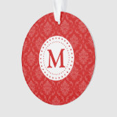 Monogramm-rote Damast-Verzierung Ornament (Vorderseite)