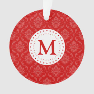 Monogramm-rote Damast-Verzierung Ornament