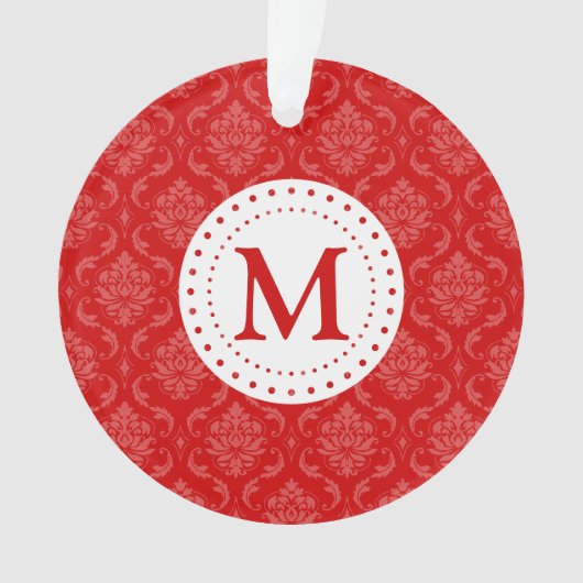 Monogramm-rote Damast-Verzierung Ornament (Vorderseite)