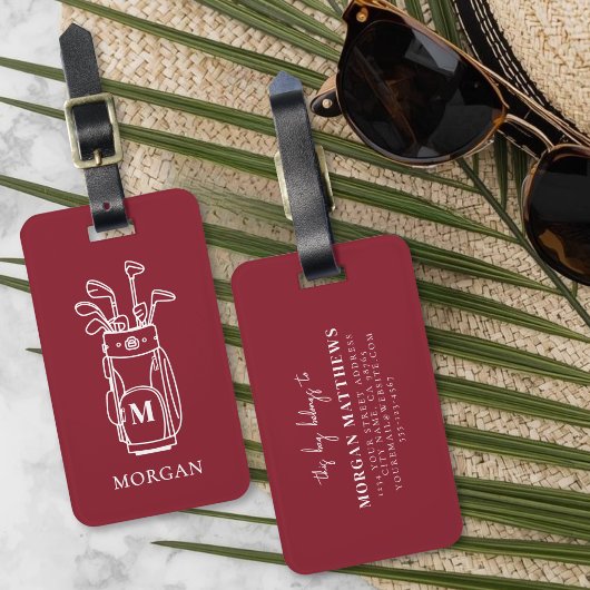 Monogramm rote Golftasche Gepäckanhänger