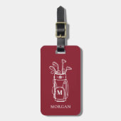 Monogramm rote Golftasche Gepäckanhänger (Vorderseite vertikal)