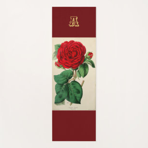 Monogramm Rote Rose Blüten Vintage Art Elegant Yogamatte