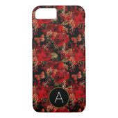Monogramm-Rote Rosen und Schmetterlingsmuster Case-Mate iPhone Hülle (Rückseite)