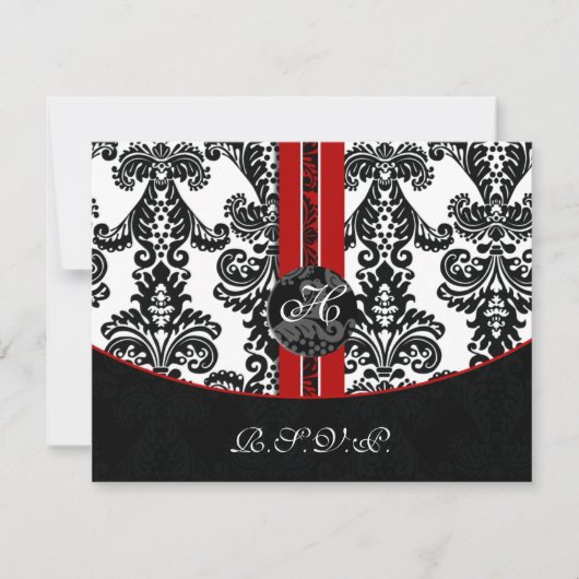 Monogramm rote Rsvp-Karten RSVP Karte (Vorderseite)