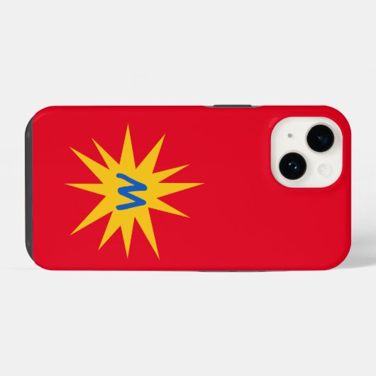 Monogramm Rote Sternexplosion iPhone Hülle (Rückseite (Horizontal))