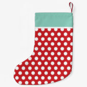 Monogramm rote und Aqua Holiday Dots Kleiner Weihnachtsstrumpf (Rückseite)