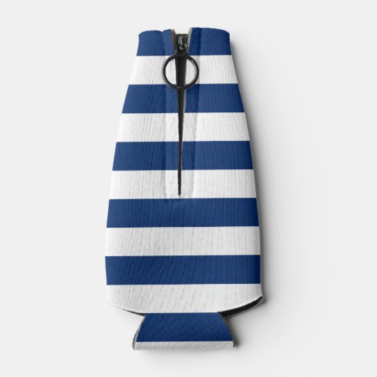 Monogramm rote und blaue Preppy-Streifen Flaschenkühler (Rückseite)