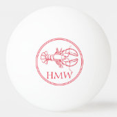 Monogramm: Rote und weiße Hummer an der Küste Tischtennisball (Rückseite)