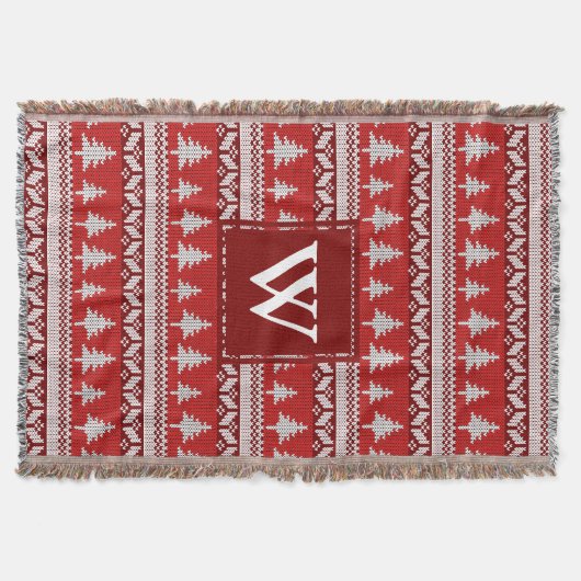 Monogramm - Rote und weiße Nordische Alpenstreben Decke (Vorderseite)