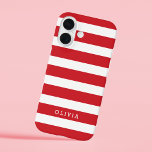 Monogramm rote und weiße Streifen iPhone 16 Hülle<br><div class="desc">Schützen Sie Ihr Handy stilvoll mit diesem klassisch gestreiften iPhone-Gehäuse, mit zeitlosen Streifen und einem personalisierten Namen oder Monogramm für eine anspruchsvolle Touch. Wählen Sie aus einer Vielzahl von Farben und Schriftart, um Ihre Ästhetik zu gestalten, egal ob Sie fett, pastellfarben oder neutral sind. Dieses Gehäuse wurde für Langlebigkeit und...</div>