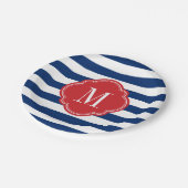 Monogramm rote weiße und blaue patrouillische Stre Pappteller (Schrägansicht)