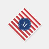 Monogramm rote weiße und blaue patrouillische Stre Serviette (Ecke)