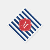 Monogramm rote weiße und blaue patrouillische Stre Serviette (Ecke)