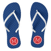 Monogramm rote weiße und blaue Tiny Dots Badesandalen (Fußbett)