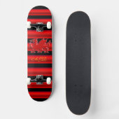 Monogramm Roter Drache, rot-metallischer Effekt St Skateboard (Vorderseite)
