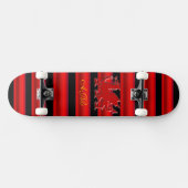 Monogramm Roter Drache, rot-metallischer Effekt St Skateboard (Horizontal)