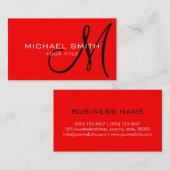 Monogramm Roter Farbhintergrund Visitenkarte (Vorne/Hinten)
