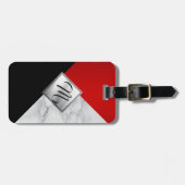 Monogramm-roter, schwarzer und grauer Marmor Gepäckanhänger (Vorderseite horizontal)