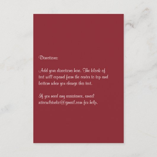 Monogramm Roter Stall im Winter Hochzeitskarte Begleitkarte (Rückseite)