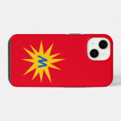 Monogramm roter Sternenexplosion iPhone Hülle (Rückseite (Horizontal))