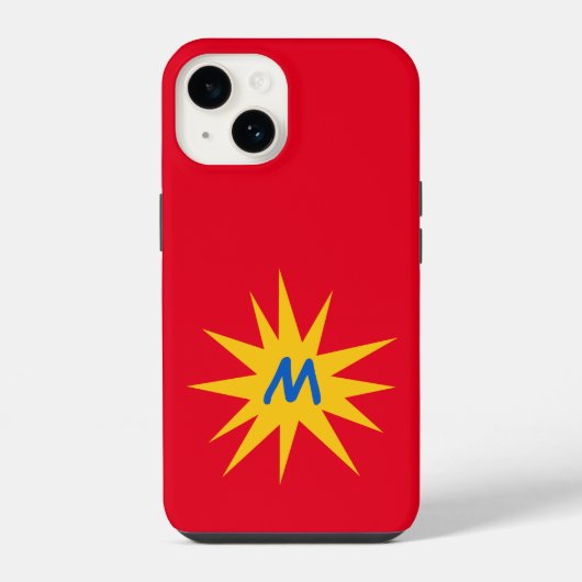 Monogramm roter Sternenexplosion iPhone Hülle (Rückseite)