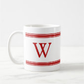 Monogramm Roter Streifen personalisierter Mug Kaffeetasse (Links)