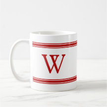 Monogramm Roter Streifen personalisierter Mug