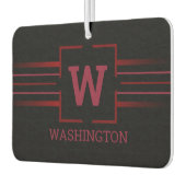 Monogramm roter Text auf Schwarz Autolufterfrischer (Links)
