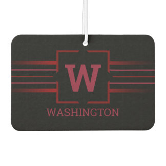Monogramm roter Text auf Schwarz Autolufterfrischer