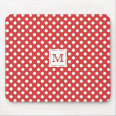 Monogramm: Roter u. weißer Tupfen Mousepad (Vorne)