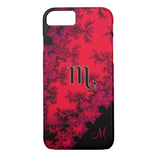Monogramm-roter und schwarzer Case-Mate iPhone hülle (Rückseite)