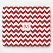Monogramm: Roter und weißer Zickzack Druck Mousepad (Vorne)