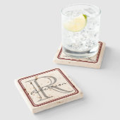 Monogramm Roter Untersetzer (Seitenansicht)