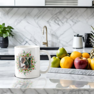 Monogramm Roter Weihnachtsbuchstabe Foto-Kaffeetas Kaffeetasse