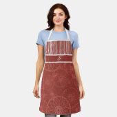 Monogramm rotes Boho Muster und weiße Streifen Schürze (Getragen)