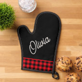 Monogramm, rotes Büffel kariert Ofenhandschuh (Oben unten)