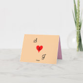 Monogramm Rotes Herz Hochzeit Danke Blau Pink (Rückseite)